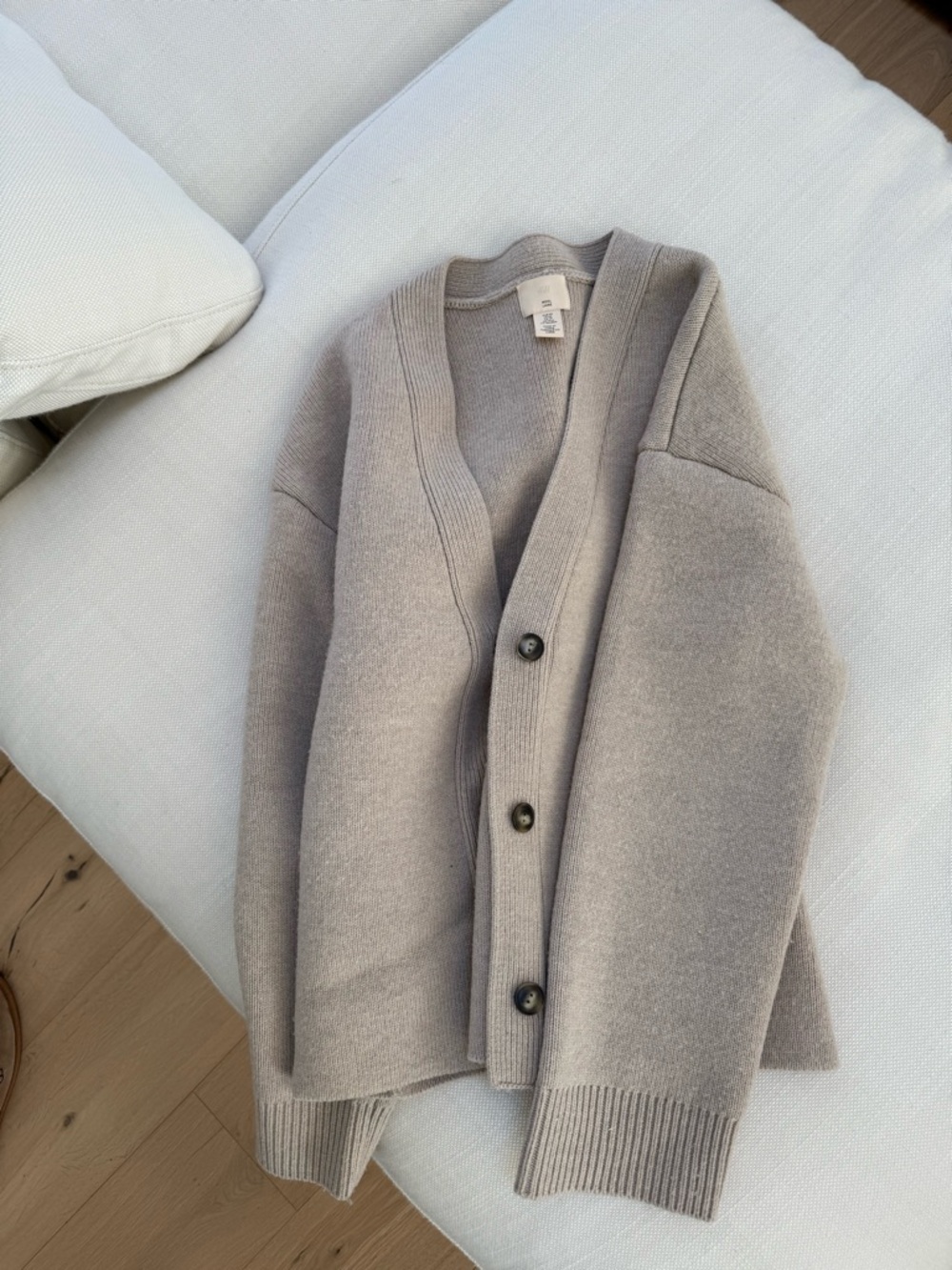 H&M wool blend Button-Front Cardigan - Light Gray Taupe